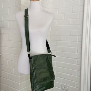 womens boho green leather adjustable crossbody bag purse